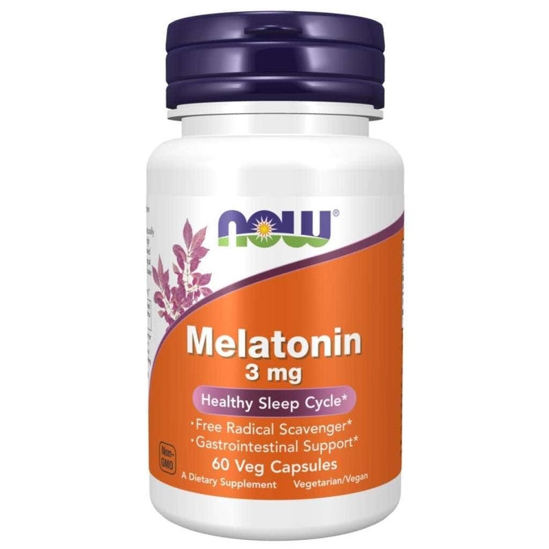 Now 3mg Melatonin For Sleep, Veg Capsules, Pack of 60's - Image 1