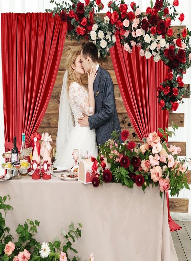 Sugargirl 10x10FT Red Backdrop Curtains Polyester Photo Backdrop Drapes Curtains 2 Panels with Rod Pockets for Party Birthday Wedding Photography Home Decoration - Image 2