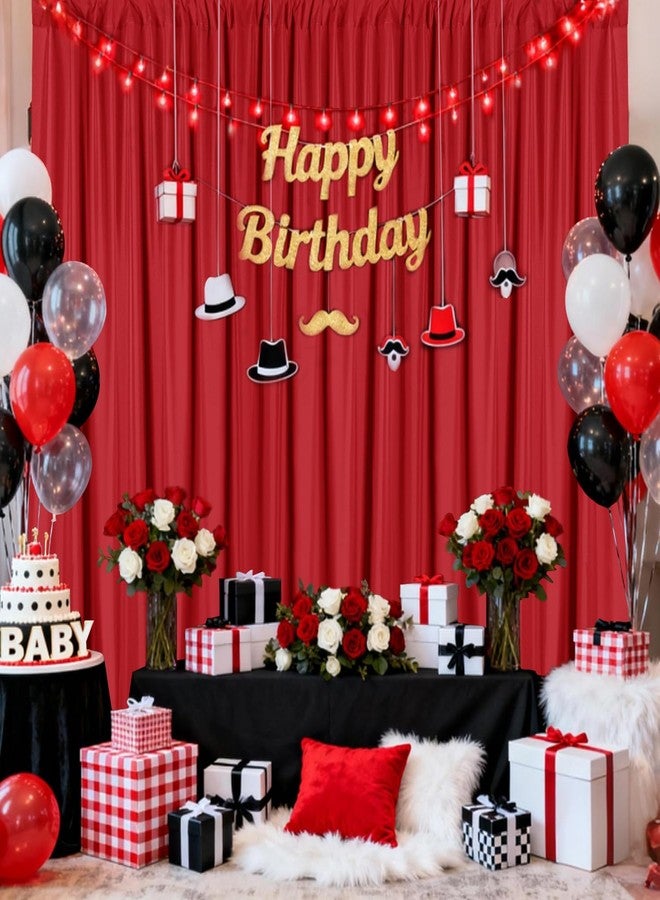 Sugargirl 10x10FT Red Backdrop Curtains Polyester Photo Backdrop Drapes Curtains 2 Panels with Rod Pockets for Party Birthday Wedding Photography Home Decoration - Image 4