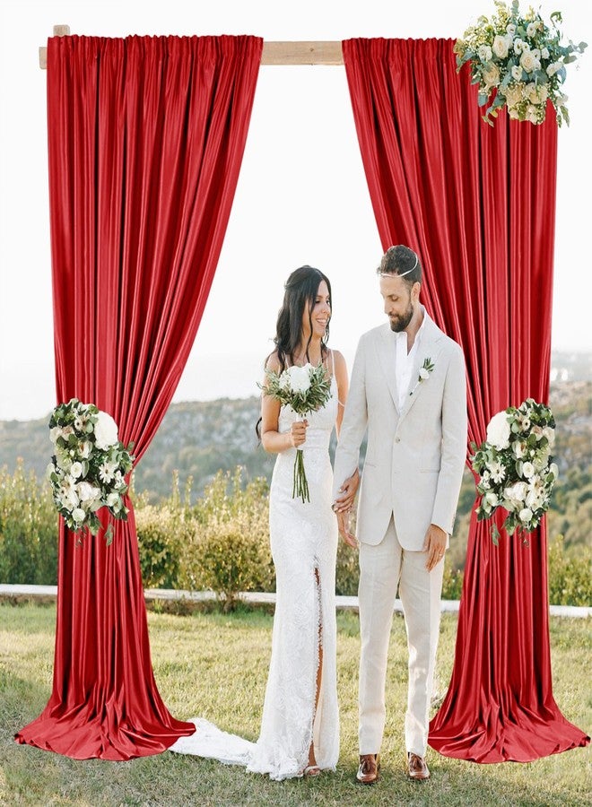 Sugargirl 10x10FT Red Backdrop Curtains Polyester Photo Backdrop Drapes Curtains 2 Panels with Rod Pockets for Party Birthday Wedding Photography Home Decoration - Image 5
