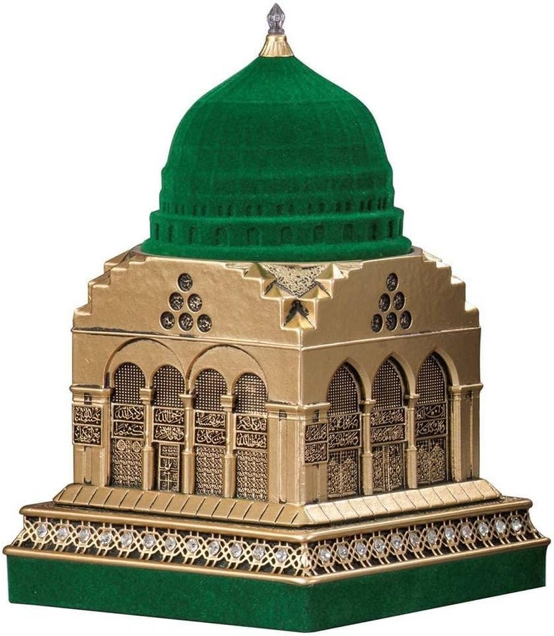 Modefa Islamic Turkish Table Decor Showpiece Gift Sculpture Figure | Al-Masjid an-Nabawi Medine The Prophet’s Mosque Replica (Gold - Small (4.3x6.5in)) - Image 1