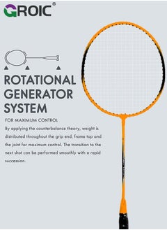 GROIC 2 Pieces Badminton Set,Outdoor sports set,Badminton Set Including 1 Badminton Bag,2 Rackets,3 Badminton Balls,Outdoor Sports Equipment(Orange)  - Image 4