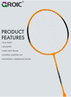 GROIC 2 Pieces Badminton Set,Outdoor sports set,Badminton Set Including 1 Badminton Bag,2 Rackets,3 Badminton Balls,Outdoor Sports Equipment(Orange)  - Image 3