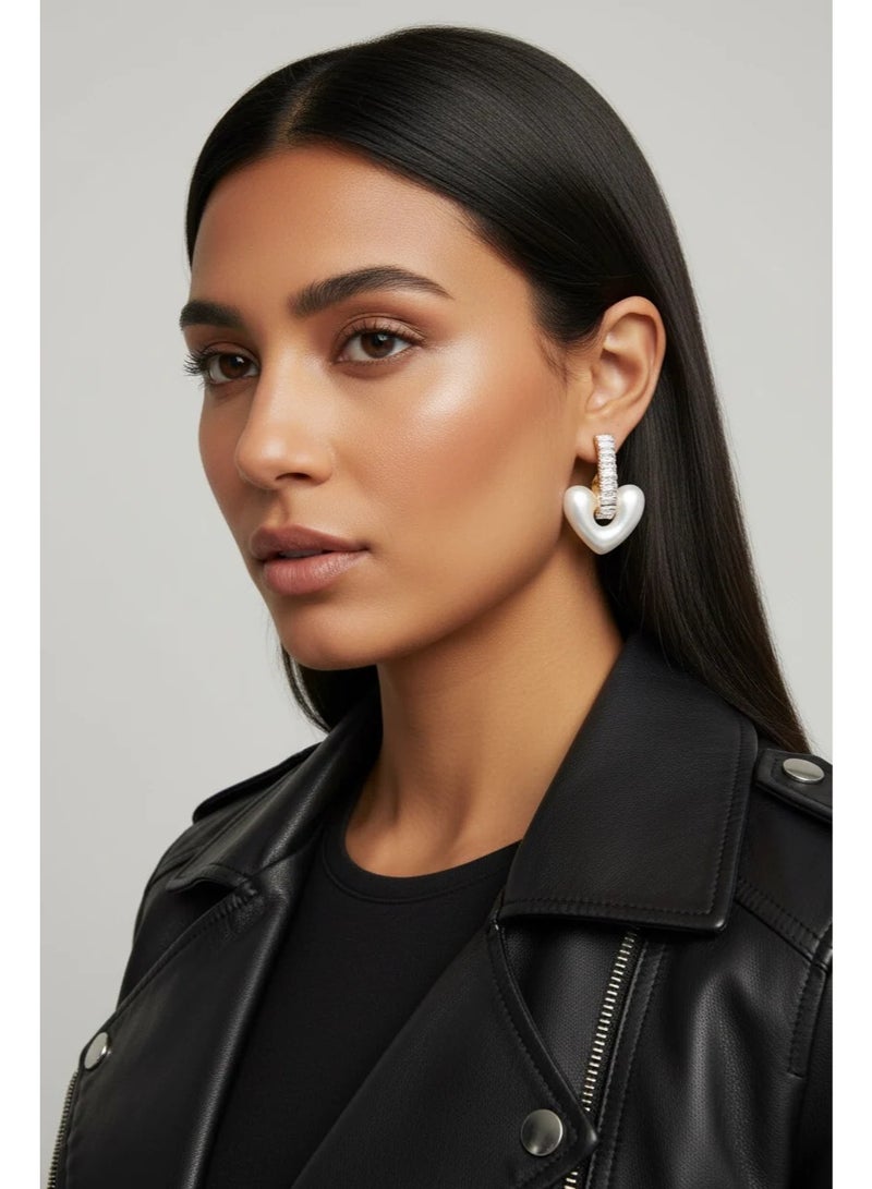 Bariq Amira Pearl Heart Hoops - Tarnish Free - Image 3