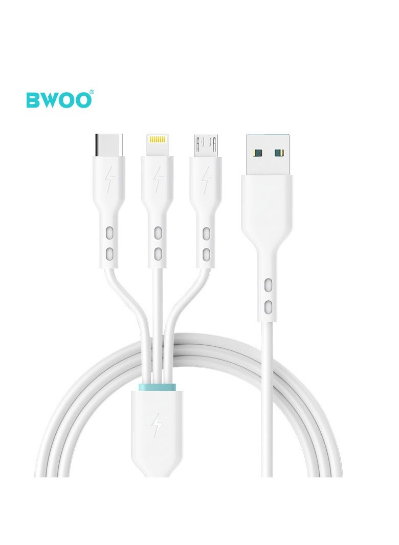 BWOO 3 In 1 Usb Charging Data Cable White - Image 1