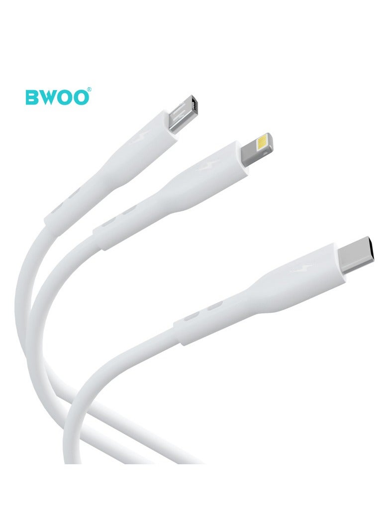 BWOO 3 In 1 Usb Charging Data Cable White - Image 2