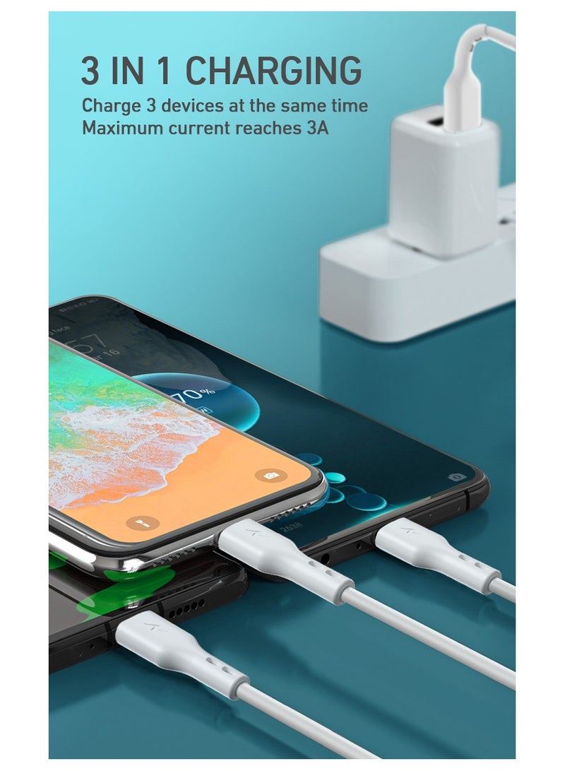 BWOO 3 In 1 Usb Charging Data Cable White - Image 4