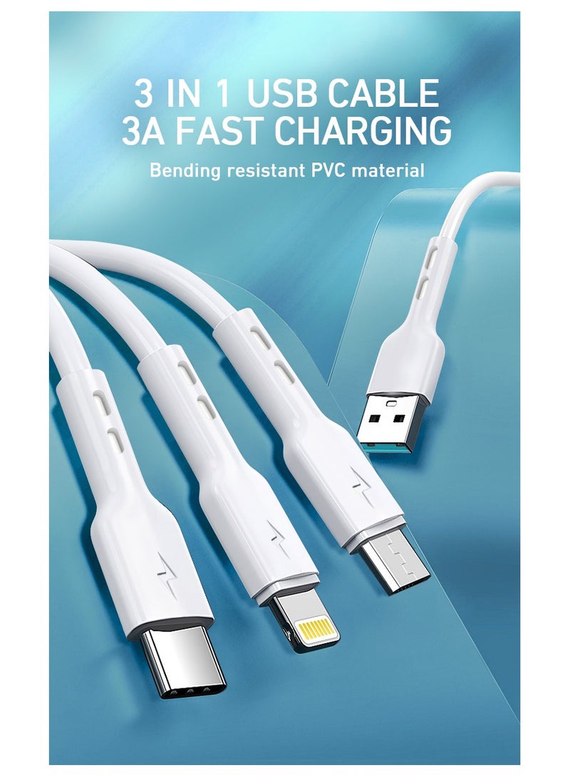 BWOO 3 In 1 Usb Charging Data Cable White - Image 3