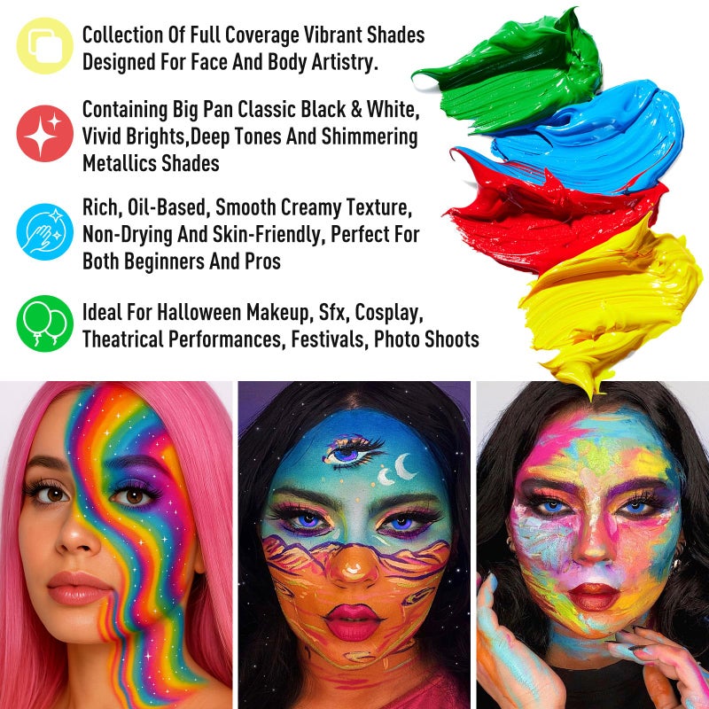 Ucanbe لوحة زيتية للرسم على الوجه والجسم من UCANBE أثينا، مجموعة مكياج فاخرة آمنة وغير سامة للمحترفين، مناسبة لحفلات الهالوين والفنانين، للأطفال والبالغين - Image 2