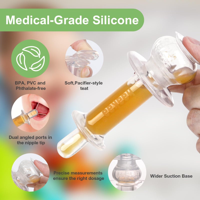 haakaa Baby Medicine Dispenser,Syringe for Liquid,Unique Silicone Ball Design, Dual-Angled Ports,One-Handed Operation,0 Months+ - Image 5