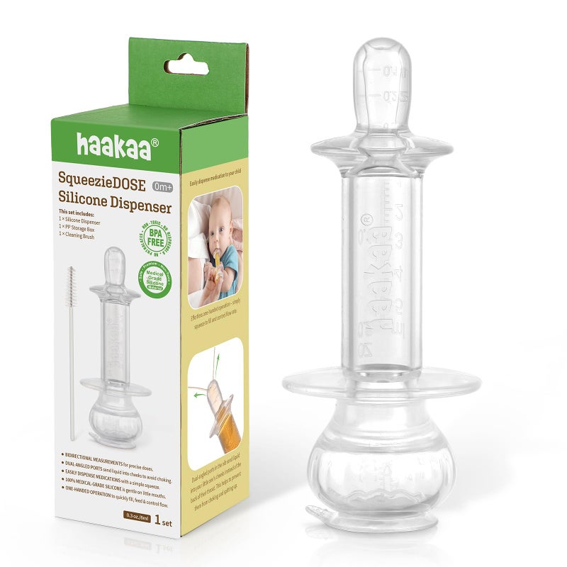 haakaa Baby Medicine Dispenser,Syringe for Liquid,Unique Silicone Ball Design, Dual-Angled Ports,One-Handed Operation,0 Months+ - Image 1