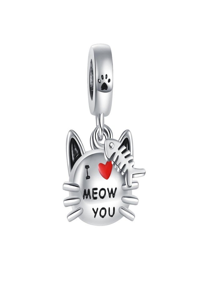MiiFort Cat Love Heart Paw Print Dangle Charm Compatible with Pandora Charms Bracelets I Love You Meow - Image 3