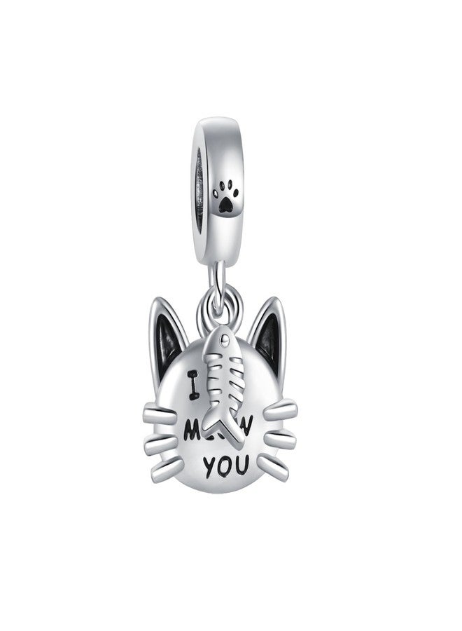 MiiFort Cat Love Heart Paw Print Dangle Charm Compatible with Pandora Charms Bracelets I Love You Meow - Image 4
