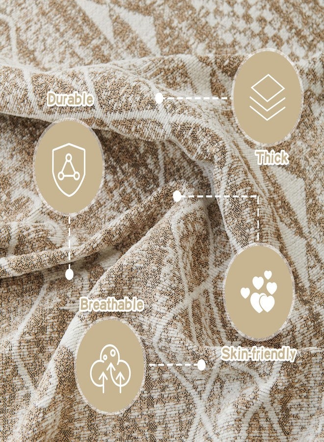 MEETSKY Boho Couch Cover Sofa Slipcover for Sectional Sofa Covers Protector Universal Use Chenille Blend Thick Fabric Washable, Modern Design Sofa Throw Cover for Living Room, 71" x 118", Khaki - Image 3