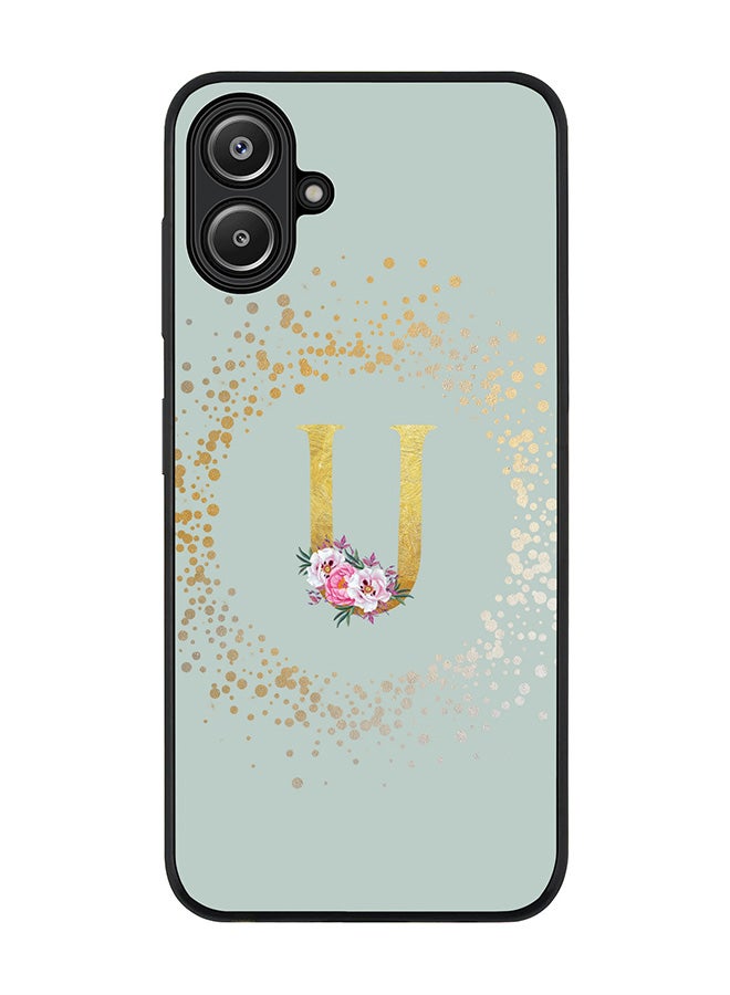 Stylizedd For Samsung Galaxy A06 Case,Slim fit Camera Protection, Shockproof Thin Phone cover - Custom Monogram Floral - U (Light Grey ) - Image 1
