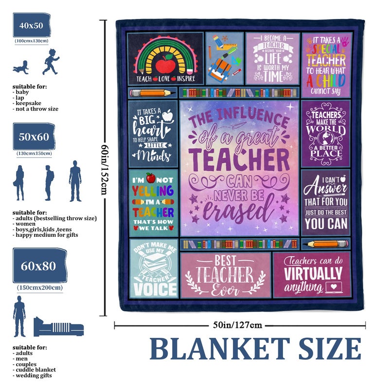 Lviliss Teacher Gifts for Women  Teacher Appreciation Gifts  Gift for Teachers Blankets for Women  Best Teacher Gifts  Teacher Back to School Teachers' Day Throw Blankets 50""x60"" - Image 4