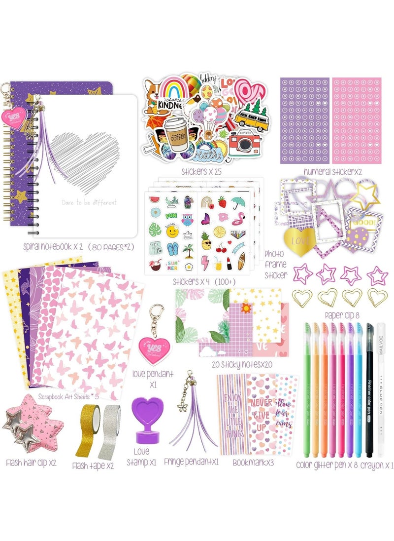 MissTiara 2-Pack DIY Journal Kit - Gifts for Girls Ages 8 9 10 11 12 13 14 Year Old - Toys for Girls - Birthday Gifts for Girl - Art & Crafts Toys for Kids - Scrapbook & Diary Supplies Set  - Image 2