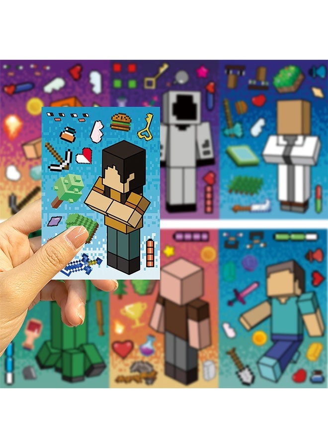 MINECRAFT 8 Sheets/Set MINECRAFT Cartoon Block World Stickers Waterproof Make a Face Puzzle Stickers DIY Craft for Kids - Image 5