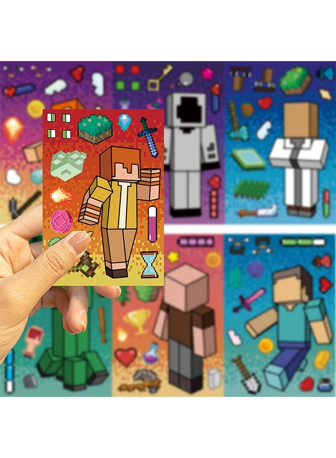 MINECRAFT 8 Sheets/Set MINECRAFT Cartoon Block World Stickers Waterproof Make a Face Puzzle Stickers DIY Craft for Kids - Image 4