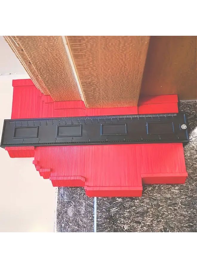 Red Small Adjustable Contour Gauge Tool for Precise Shape Measurement - Image 1