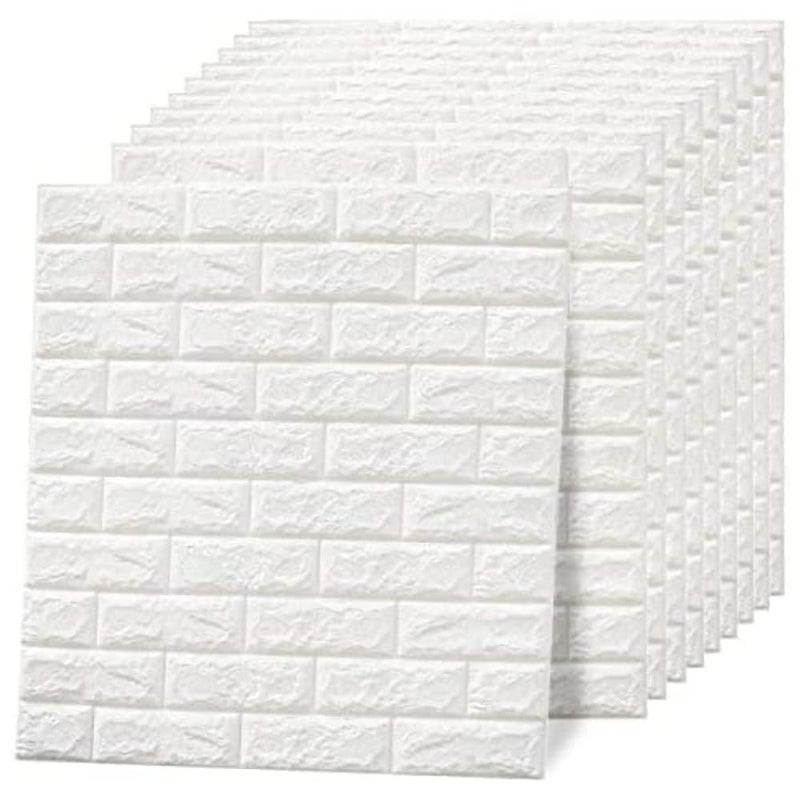 SOJITRA 3D Foam Wallpaper Wall Panels Brick Self-Adhesive Waterproof PE Foam, Ceiling Wallpaper for Bedroom Furniture, 57.5 Sq.Ft Peel and Stick 3D Brick - 70 x 70 cm - Image 1