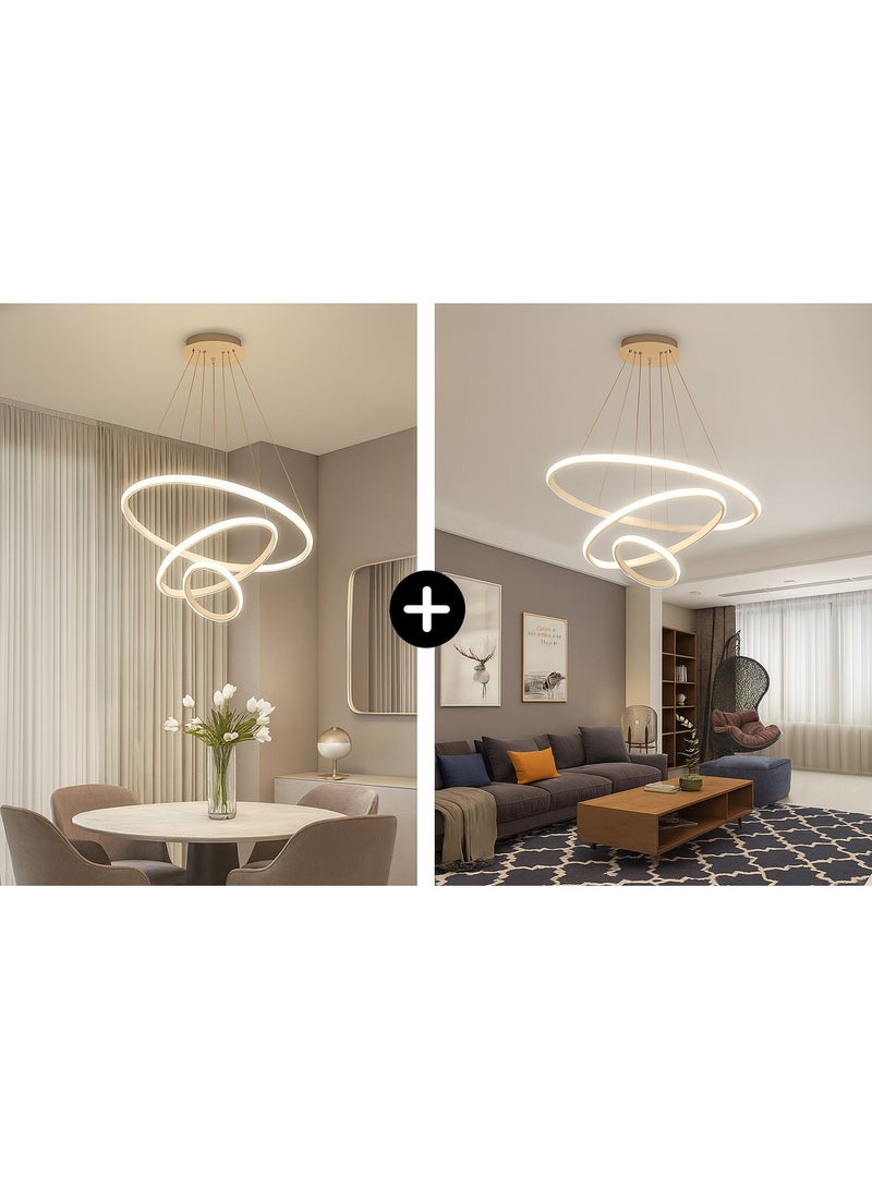 El Rawda Lighting Set of 2 Modern Led chandelier Rings Circle Ceiling Hanging Decoration Chandelier 75x60 cm