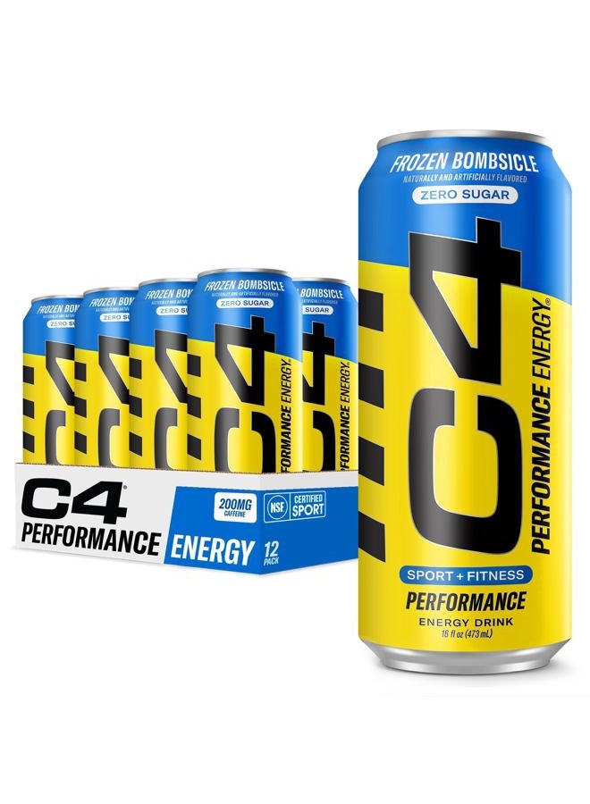 CELLUCOR C4 Energy Drink 16oz (Pack of 12) - Frozen Bombsicle - Sugar Free Pre Workout Performance Drink with No Artificial Colors or Dyes - Image 1