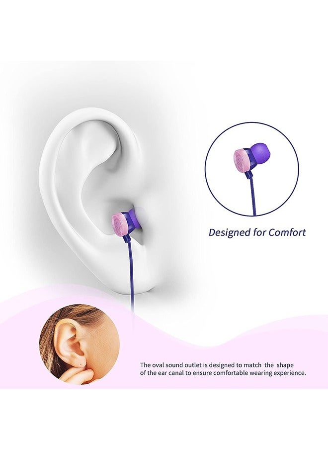 Generic Wired Donut Shape Earbuds, In-Ear Headphones with Earphone Storage Case and Microphone, Gift for School Girls and Boys (Purple)  - Image 2