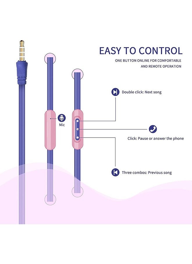 Generic Wired Donut Shape Earbuds, In-Ear Headphones with Earphone Storage Case and Microphone, Gift for School Girls and Boys (Purple)  - Image 3