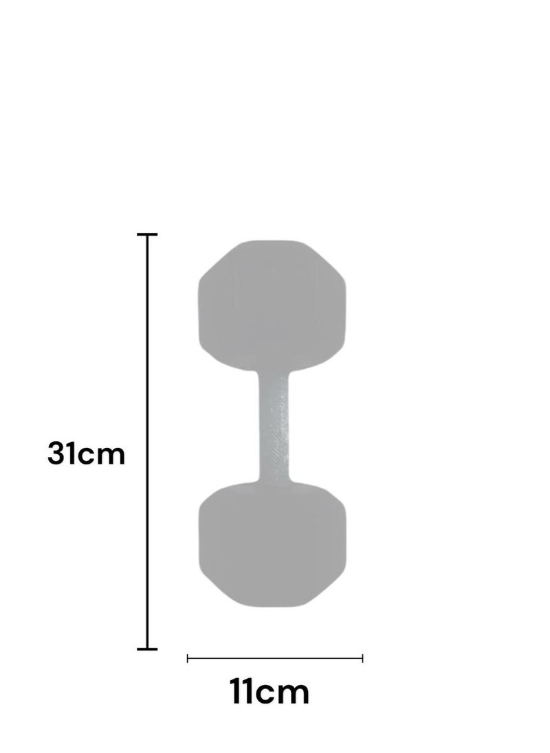 Hexagonal dumbbell set of shiny solid rubber - two pieces, each weighing 5 kg