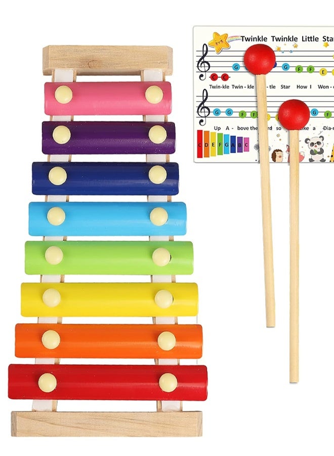 Xylophone for Kids Wood Xylophone with 2 Mallets Educational& Preschool Learning Baby Percussion Wooden Musical Instruments Toys for Boys and Girls - Image 1