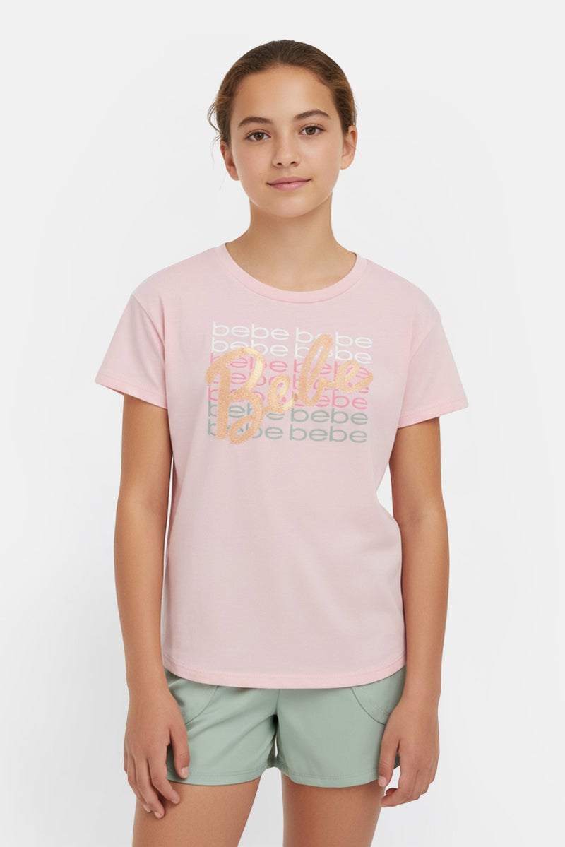 bebe Kids Girl 2 Pieces Graphic Print Top And Shorts Set, Multicolor - Image 1