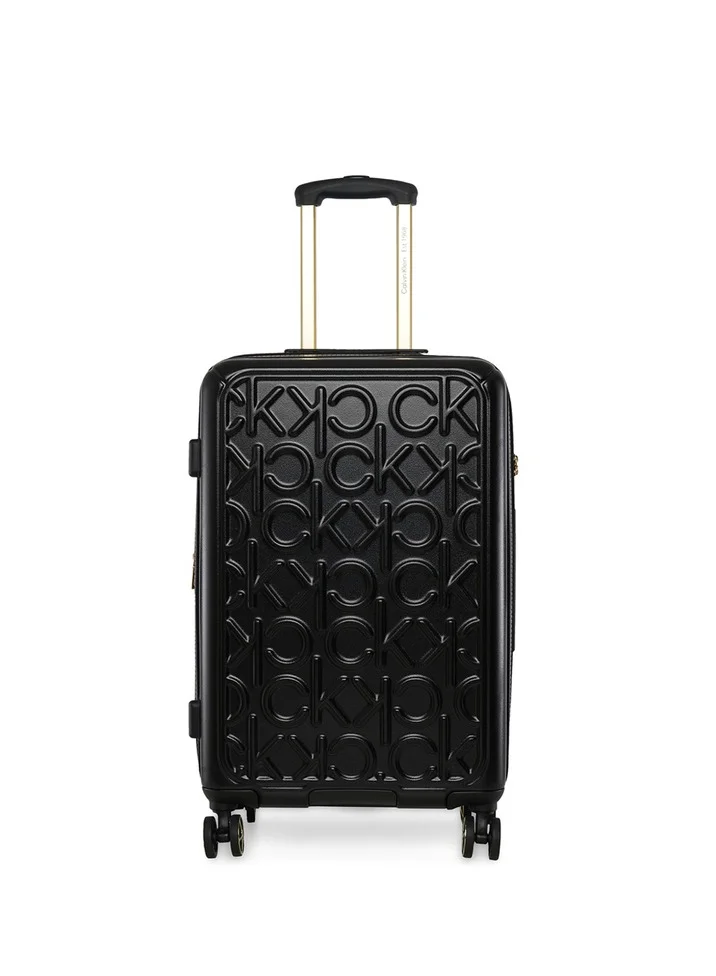 CALVIN KLEIN Big Monogram Hardside Spinner Luggage On Wheels, Ultra Lightweight ABS, 4 Double Wheels Color BLACK