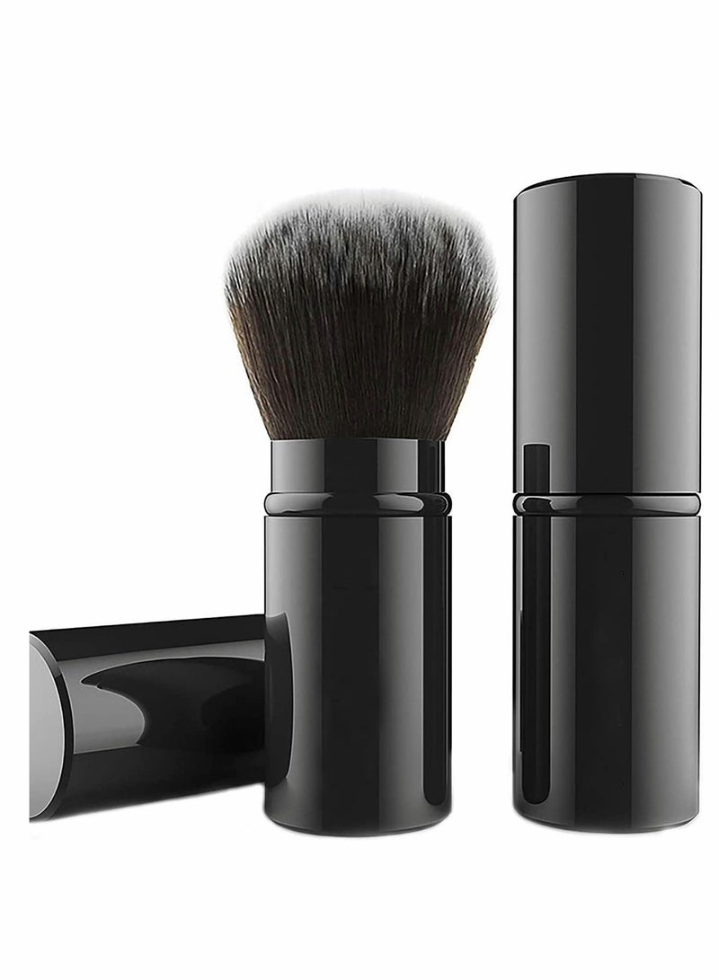 Professional Retractable Flat Top Blush Brush for Blending Liquid and Powder Foundation, Portable Face Powder Brush with Cover - Image 1