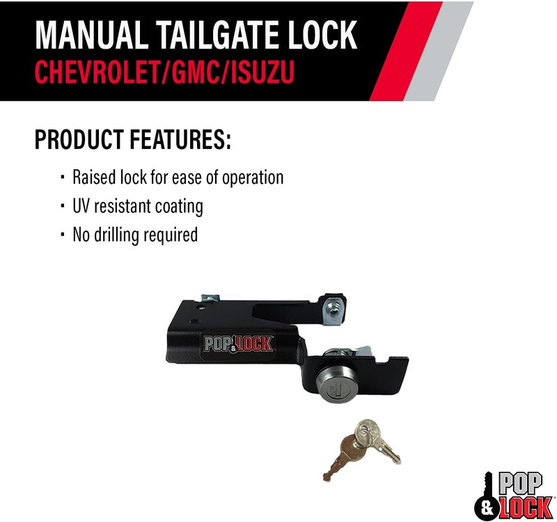 Pop & Lock PL1600 Black Manual Tailgate Lock for Chevy/GMC/Isuzu - Image 3