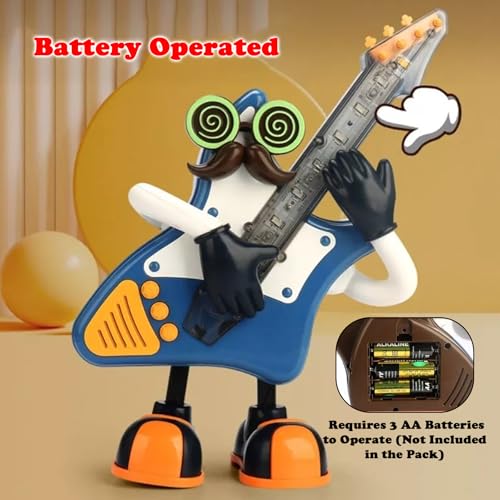 WISHKEY Guitar Toy for Kids with 3D Light Effects and Cool Music, Battery Operated Dancing Robot Toy, Interactive Electric Guitar Dancing Robot, 3+ Years (Pack of 1, Blue) - Image 2