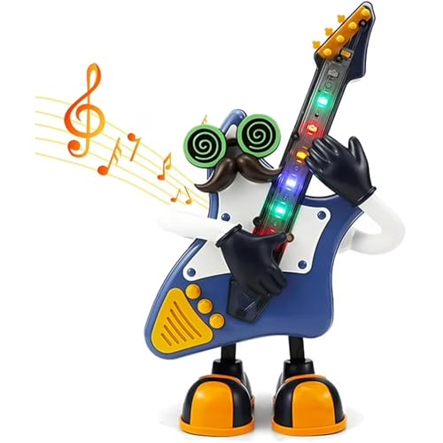 WISHKEY Guitar Toy for Kids with 3D Light Effects and Cool Music, Battery Operated Dancing Robot Toy, Interactive Electric Guitar Dancing Robot, 3+ Years (Pack of 1, Blue) - Image 1