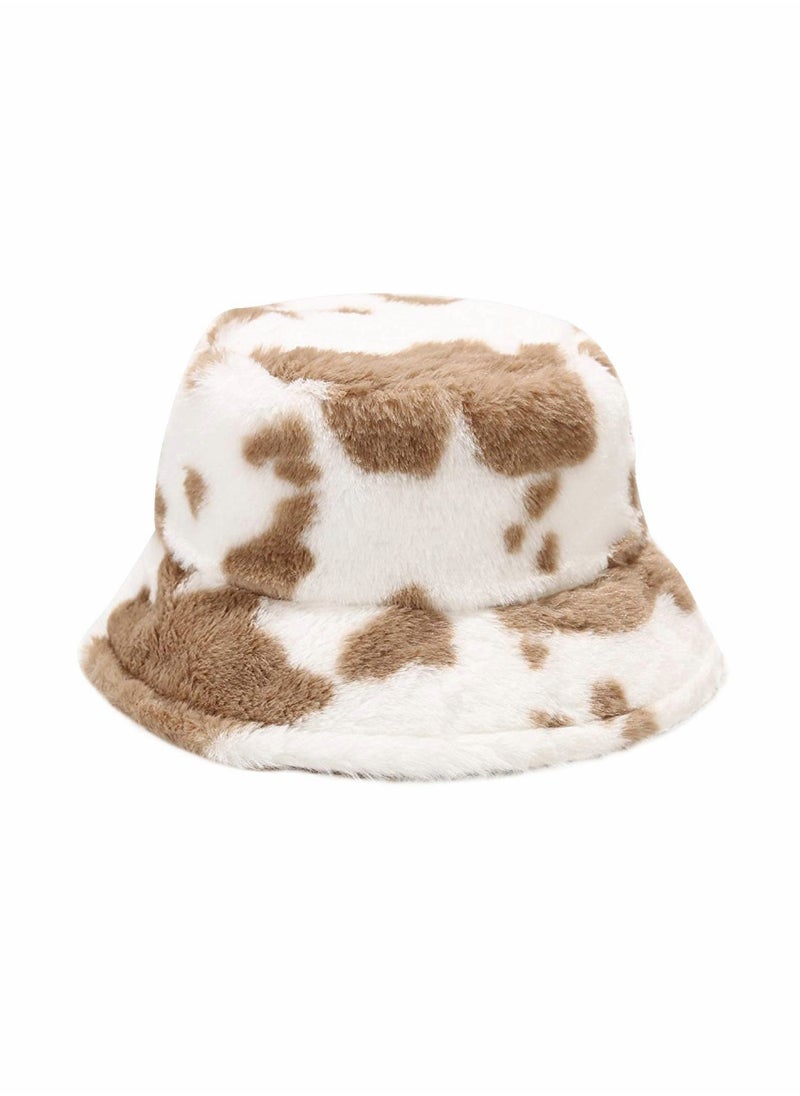 SYOSI - Fluffy Bucket Hat Cosplay Costume for Adult (Unisex) Winter Plush Brown Color Arrowhead Fisherman Hat - Image 1