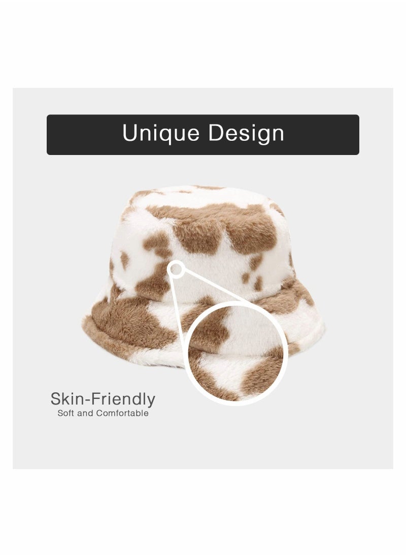 SYOSI - Fluffy Bucket Hat Cosplay Costume for Adult (Unisex) Winter Plush Brown Color Arrowhead Fisherman Hat - Image 1