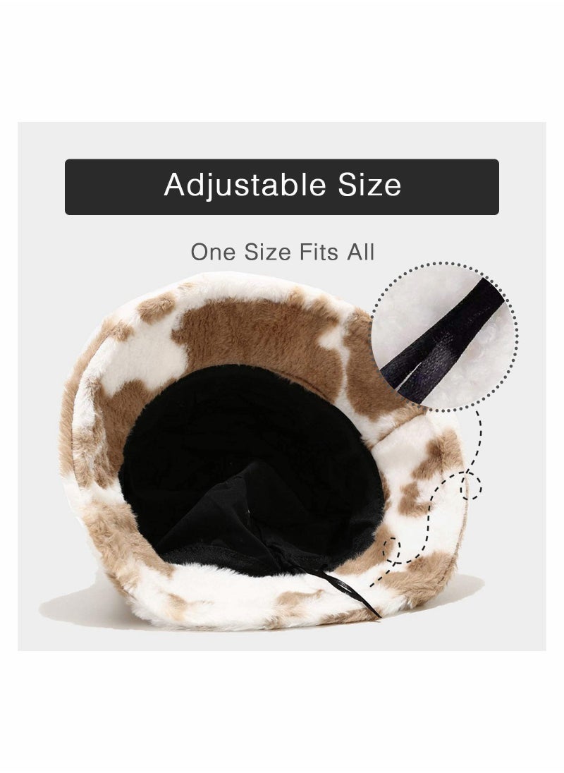 SYOSI - Fluffy Bucket Hat Cosplay Costume for Adult (Unisex) Winter Plush Brown Color Arrowhead Fisherman Hat - Image 1
