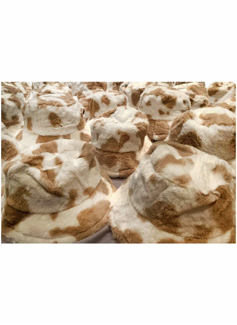 SYOSI - Fluffy Bucket Hat Cosplay Costume for Adult (Unisex) Winter Plush Brown Color Arrowhead Fisherman Hat - Image 1