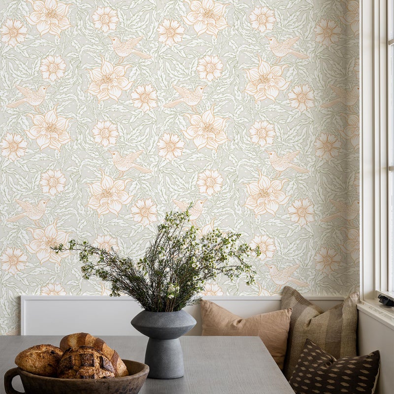 Simon&Siff 17.3"X118" Floral Wallpaper Peel and Stick Vintage Wallpaper Removable Self Adhesive White Contact Paper Renter Friendly for Bedroom Bathroom Drawer Cabinets Decor - Image 1