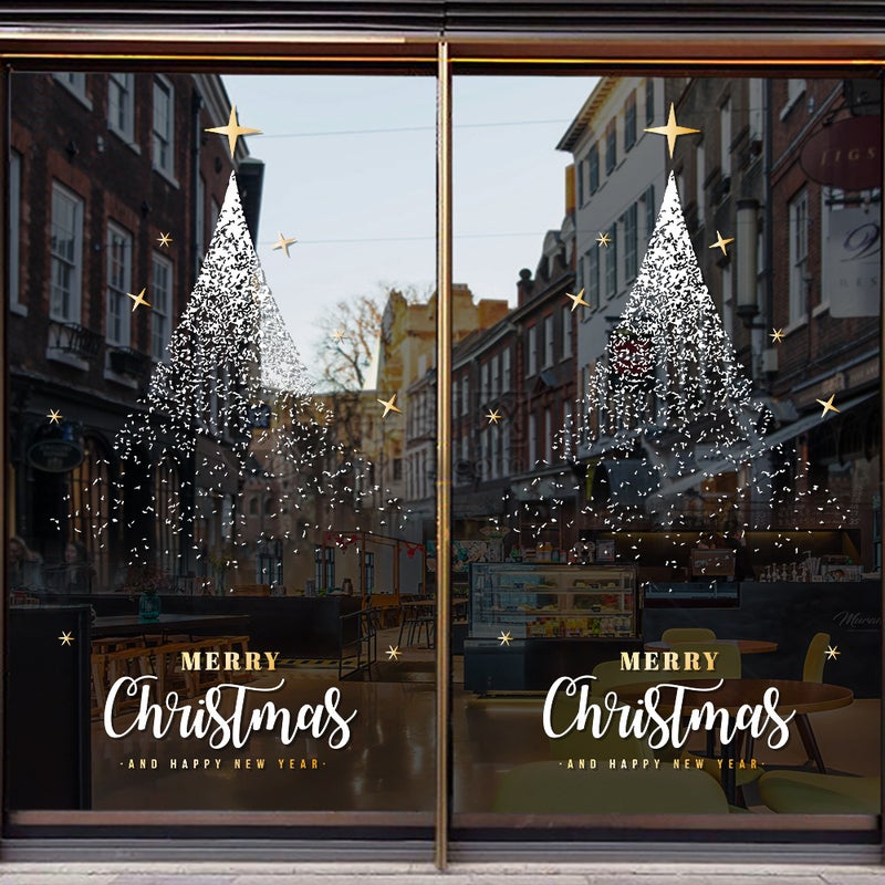 2026 Christmas Decoration Window Stickers Window Grilles Wall Stickers Shopping Mall Jewelry Store Window Electrostatic Glass Stickers Door Stickers - Image 2