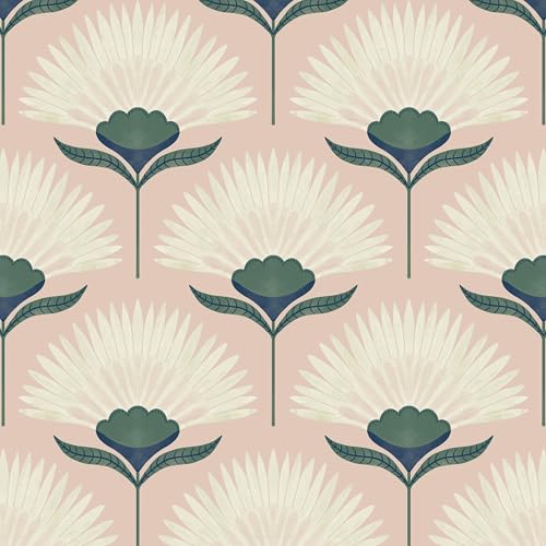 CiCiwind 1733937 Wallpaper Peel and Stick Pink Boho Wall Paper Floral Removable Self Adhesive Wallpaper for Bathroom Bedroom Laundry Room Papel Tapiz para Pared Wall Covering - Image 1