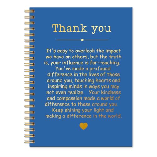 QYUVK Thank You Navy Blue Hardcover 160 Pages Spiral Notebooks, Funny Thank You Gifts for Women Men Coworkers Leader Mentor, Appreciation Gifts for Employees, Thanksgiving Gifts for Colleagues Leaders - Image 1