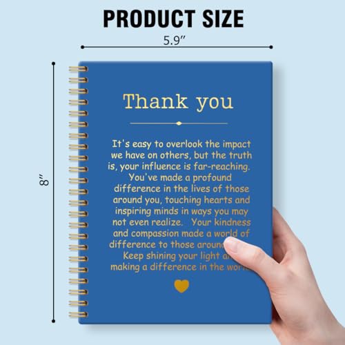 QYUVK Thank You Navy Blue Hardcover 160 Pages Spiral Notebooks, Funny Thank You Gifts for Women Men Coworkers Leader Mentor, Appreciation Gifts for Employees, Thanksgiving Gifts for Colleagues Leaders - Image 2