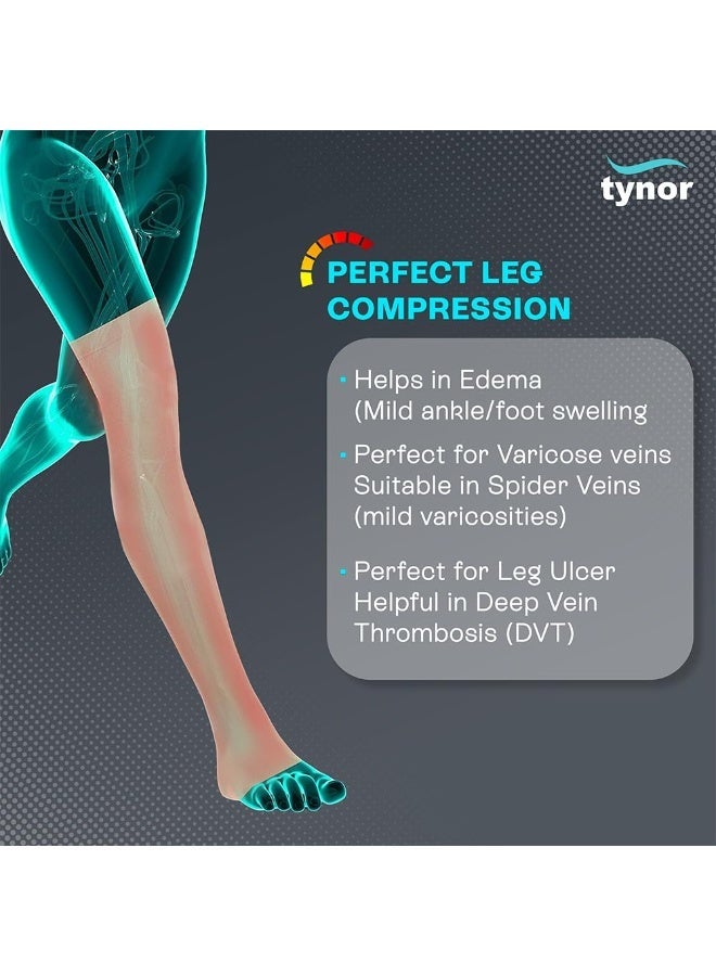 Tynor Compression Stocking Mid Thigh Classic, Beige, Medium, 1 Pair - Image 4