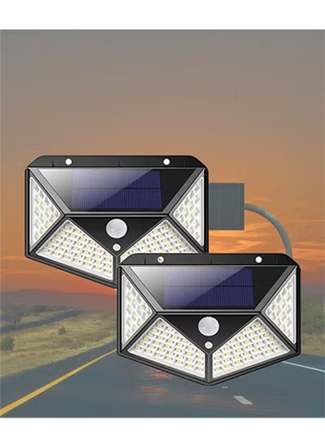Generic Solar Outdoor Lights, IP65 Waterproof Motion Sensor Wall Lights, 100 LEDs with Lights Reflector, Easy-to-Install Security Floodlights for Exterior Patio, Yard, Garage, Deck, Garden, 2 Pack  - Image 1