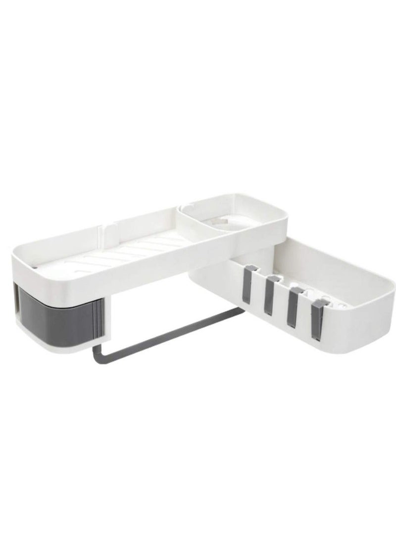 Corner Shower Shelf, No Drilling Self Adhesive Bathroom Organizer 180° Rotatable Rack, Kitchen Holder for Shampoo, Body Soap, Towels, Bath Balls, Condiments - Image 1