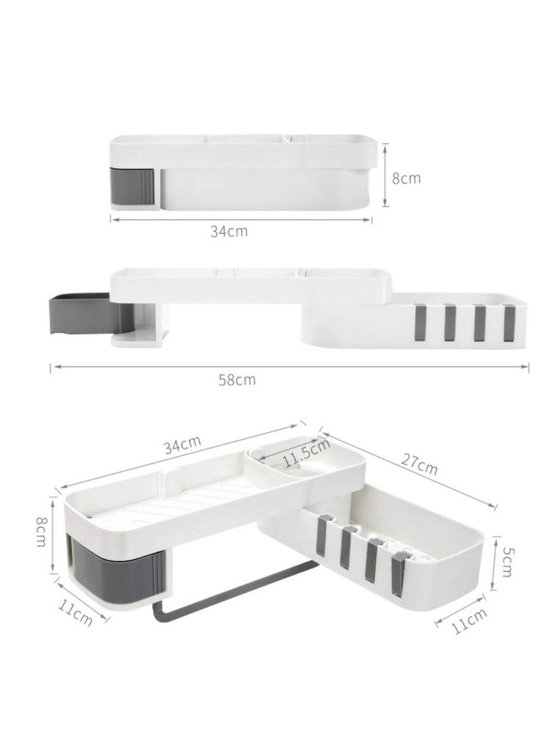 Corner Shower Shelf, No Drilling Self Adhesive Bathroom Organizer 180° Rotatable Rack, Kitchen Holder for Shampoo, Body Soap, Towels, Bath Balls, Condiments - Image 2